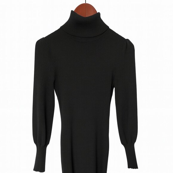 Love Tree Black Ribbed Knit Turtleneck Sweater Dress – Size S - Picture 1 of 4